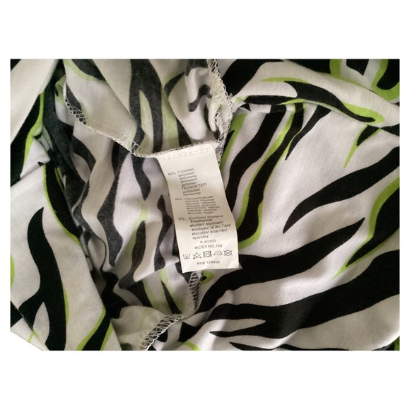 Y2K Women’s Neon White & Black Zebra Print 3/4 Slit Sleeves Off The Shoulder LG - Picture 11 of 16